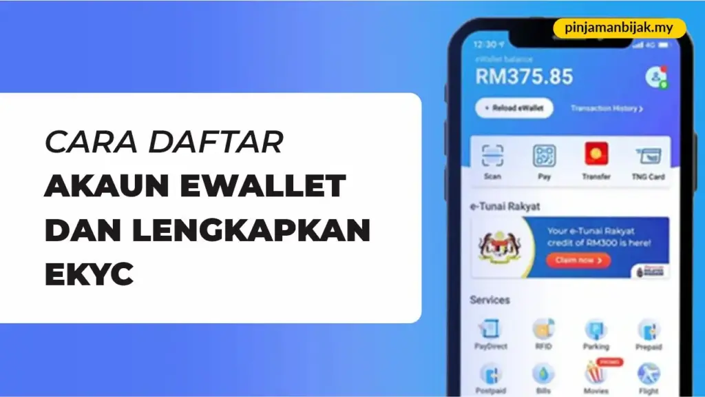 cara daftar akaun ewallet dan lengkapkan ekyc
