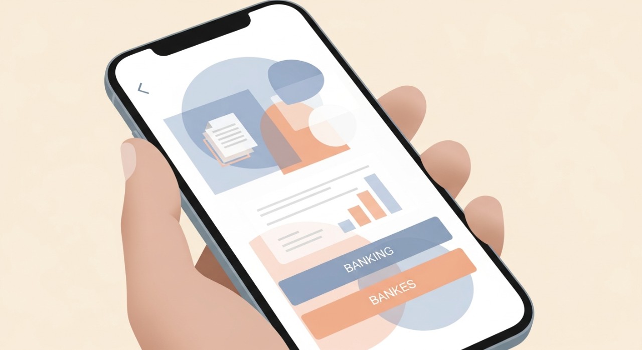 Panduan Cara Dapatkan Penyata Pinjaman Peribadi 2026 1 Tangan seseorang sedang memegang telefon pintar yang memaparkan halaman perbankan digital untuk muat turun dokumen penyata.