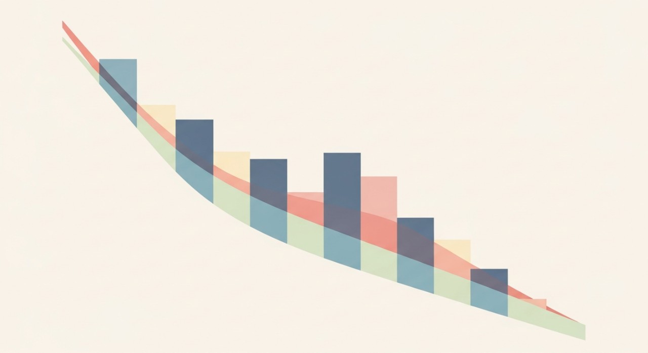 Carta atau graf yang menunjukkan baki pinjaman atau kadar faedah menurun secara berperingkat dari semasa ke semasa.