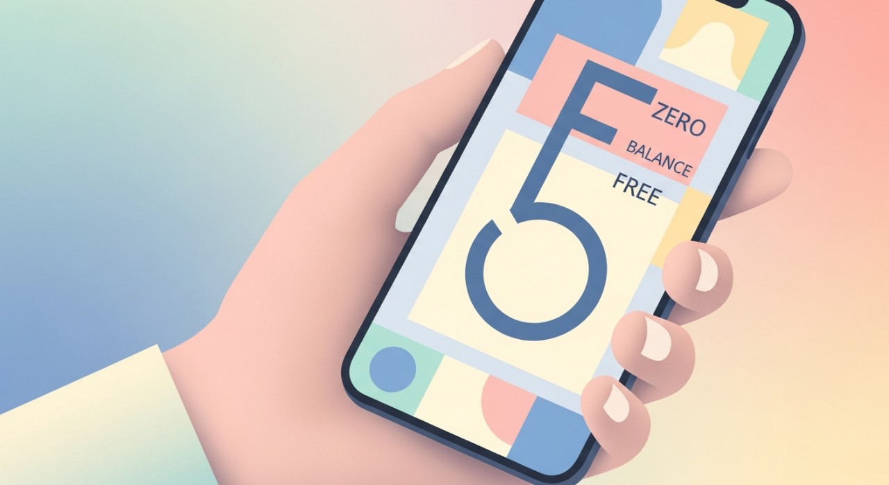 Tangan memegang telefon pintar yang memaparkan maklumat semakan baki akaun bank.