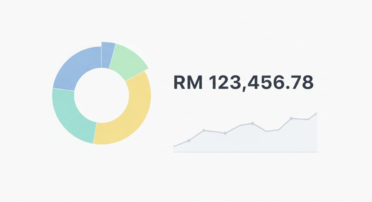Cara Check KWSP Guna No IC Paling Mudah dan Terkini 2026 1 Paparan grafik minimalis menunjukkan jumlah baki simpanan KWSP dalam bentuk carta dan nombor.