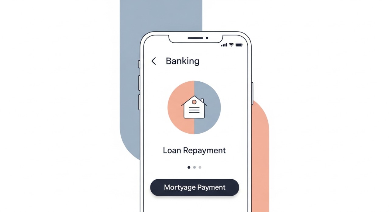 Skrin telefon pintar memaparkan menu pembayaran ansuran pajak gadai.