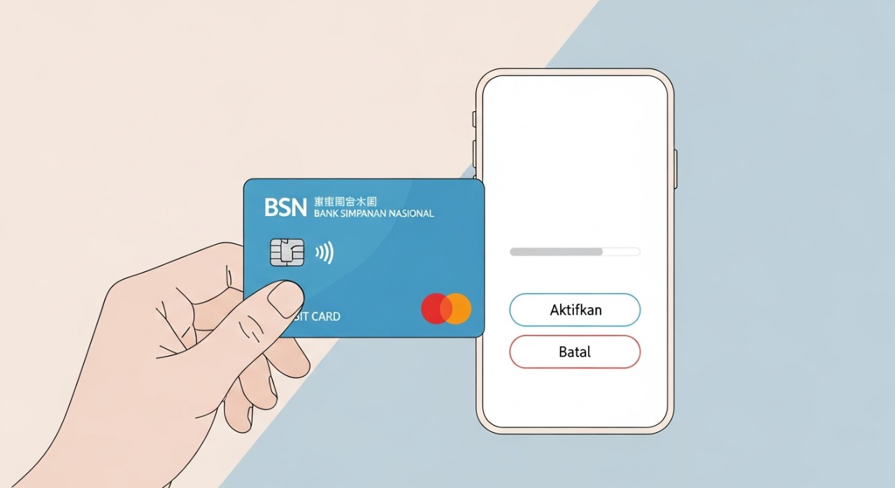 cara aktifkan kad debit bsn