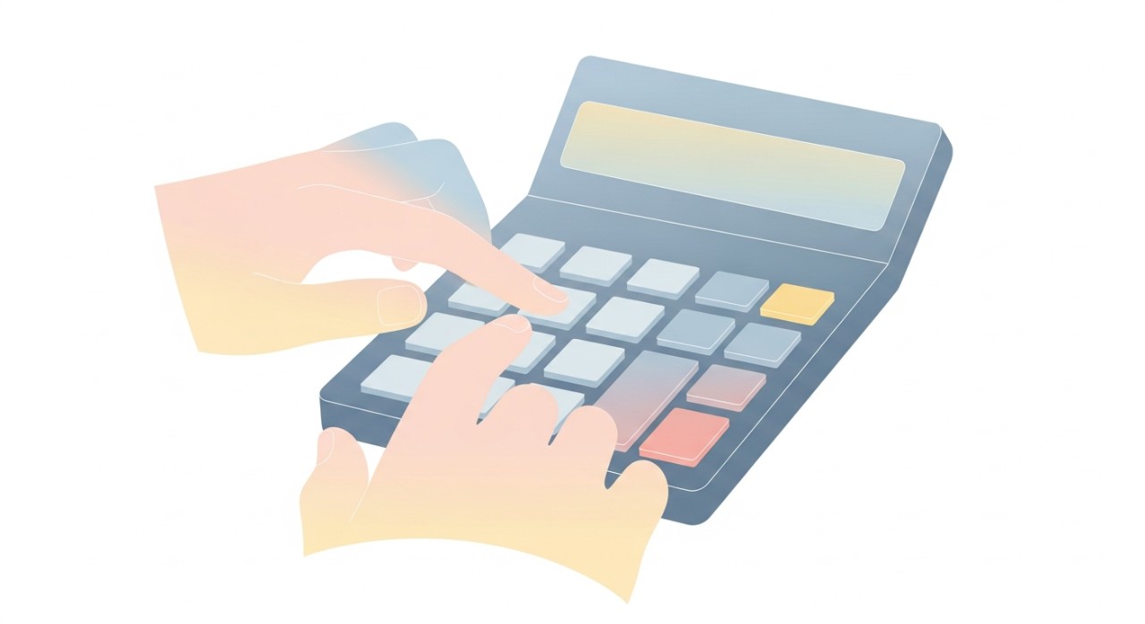 Seseorang sedang menggunakan kalkulator untuk mengira bayaran ansuran pinjaman bulanan.