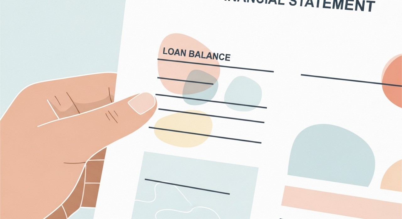 Penyata Baki Pinjaman Melalui Cawangan Bank 1 Tangan seseorang sedang memegang dan meneliti dokumen penyata baki pinjaman yang baru diterima.