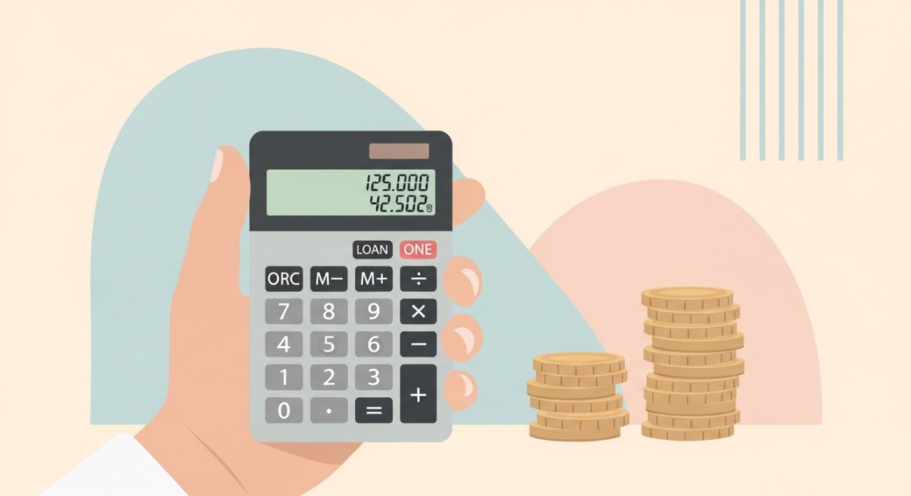 Makna Baki Akhir Pinjaman dan Kesannya pada Kewangan Kita 1 Tangan sedang memegang kalkulator untuk mengira jumlah baki akhir pinjaman yang perlu dijelaskan.