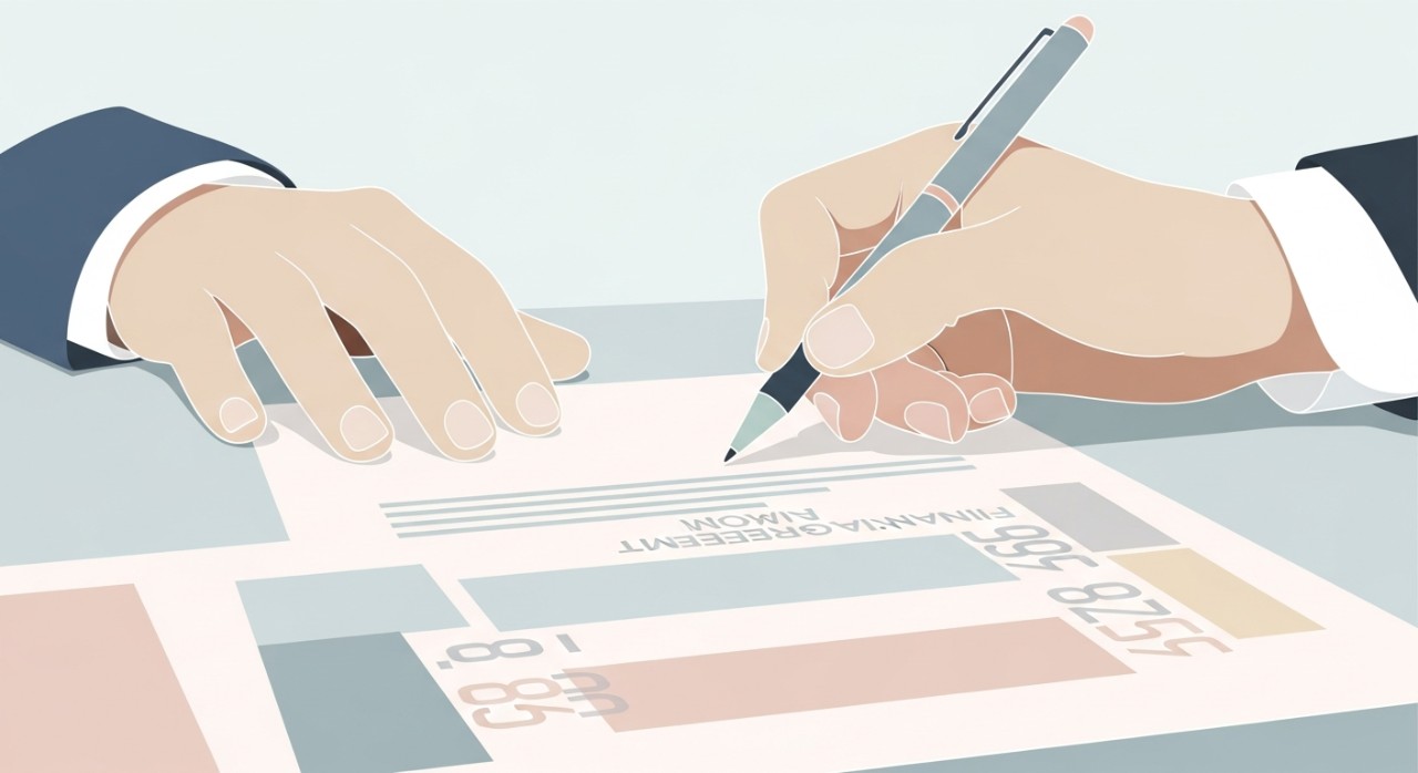 Berapa Baki Pinjaman Peribadi Yang Dibenarkan 2026? 1 Tangan seseorang sedang memegang pen dan meneliti angka-angka pada dokumen perjanjian pinjaman.