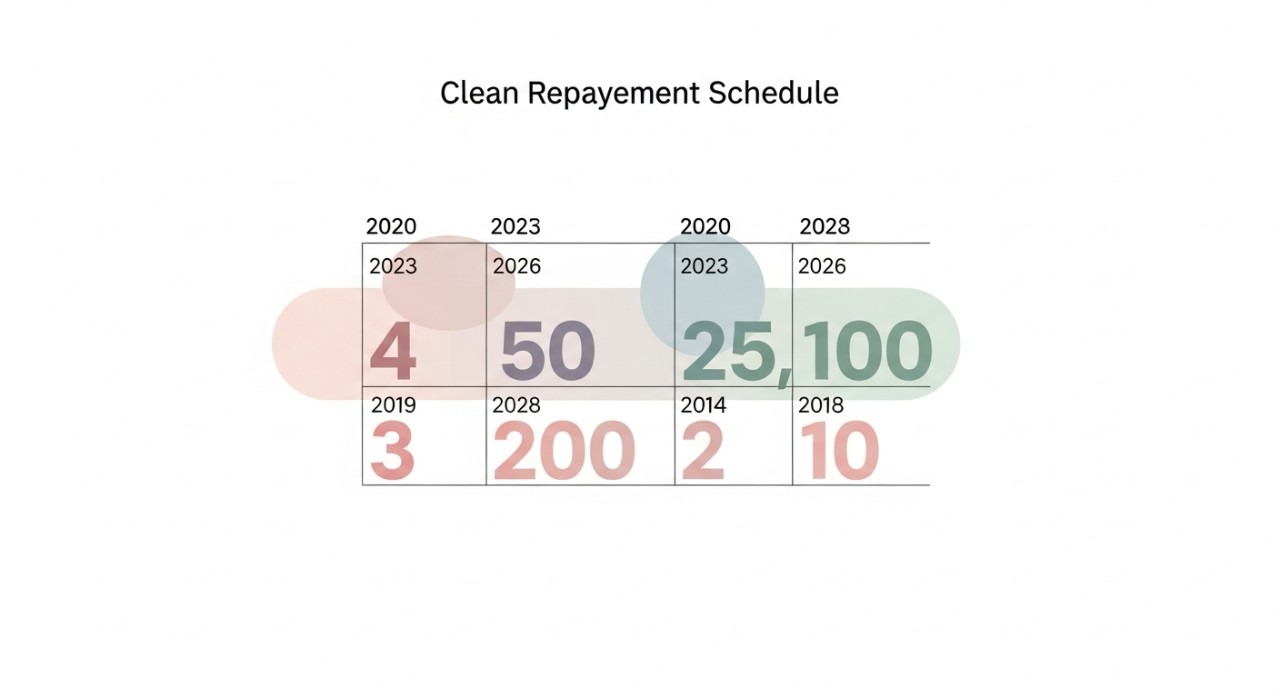 Pengiraan Jadual Pinjaman Langkah Demi Langkah Mudah 2026 1 Jadual pembayaran pinjaman yang jelas dengan angka-angka tersusun.