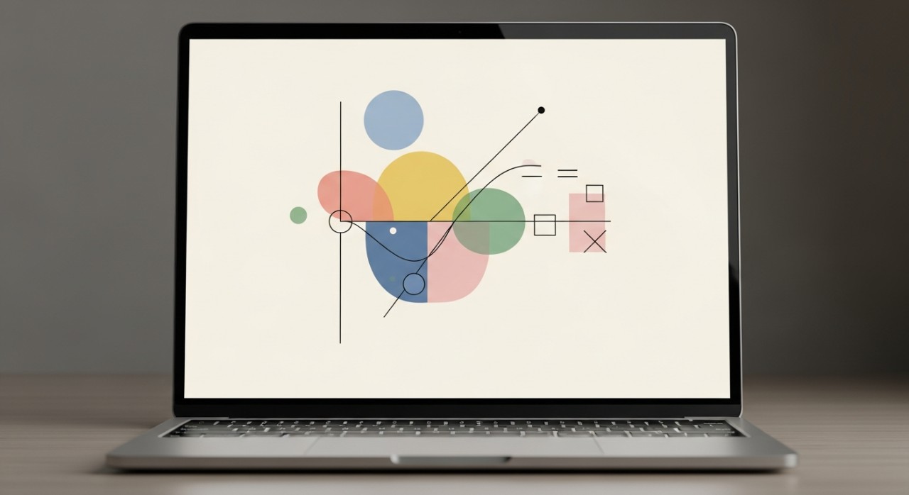 Paparan visual skrin komputer riba menunjukkan graf atau formula pengiraan baki pinjaman kereta.