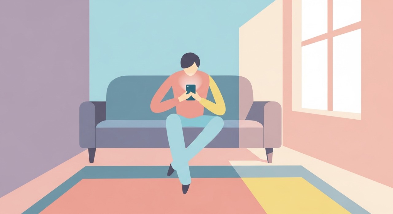 Tangan memegang telefon bimbit menunjukkan notifikasi emel daripada bank mengenai status baki akaun.