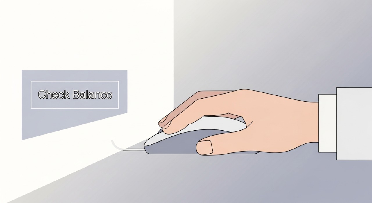 Panduan Semak Baki Pinjaman Koperasi Peribadi 2026 1 Tangan sedang menekan butang 'Semak Baki' pada laman web pinjaman dalam talian menggunakan komputer riba.