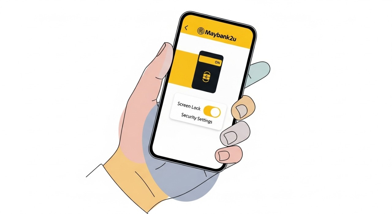 cara nak enable screen lock maybank2u