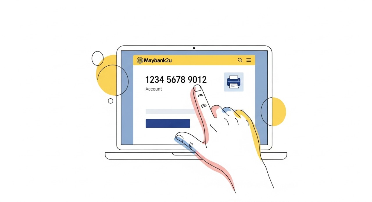 cara print nombor akaun bank maybank