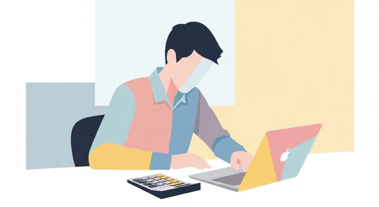 Format Penyata Baki Pinjaman: Panduan Lengkap Editor Senior 1 Seorang individu sedang mengira dan menyemak baki pinjaman menggunakan kalkulator di hadapan laptop.