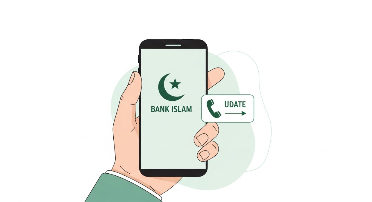 cara tukar no telefon bank islam
