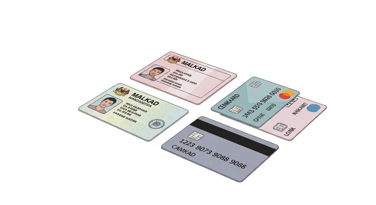 Cara Buka Akaun Agrobank: Panduan Penuh Online & Cepat 1 Kad pengenalan MyKad dan buku simpanan bank yang diletakkan di atas meja.