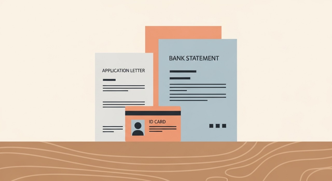 Cara Tutup Akaun Pinjaman Peribadi Dengan Cepat & Sah 2026 1 Tiga jenis dokumen penting seperti kad pengenalan, penyata bank, dan surat permohonan yang tersusun di atas meja.