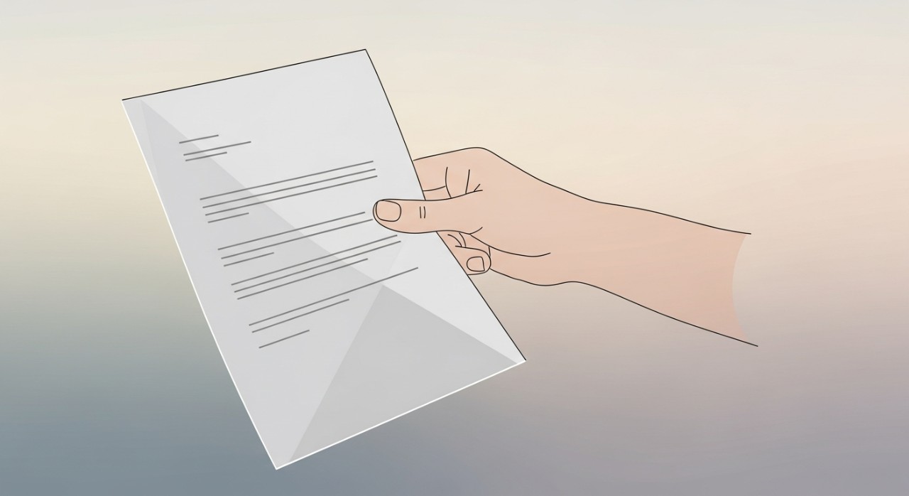 Tangan sedang memegang penyata kewangan atau surat perjanjian pinjaman.