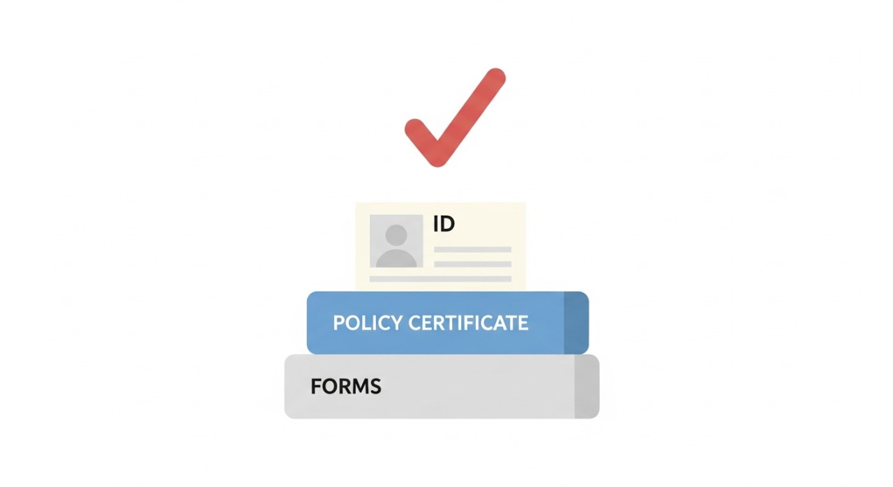 Susunan dokumen penting seperti borang tuntutan dan sijil polisi yang diperlukan untuk memfailkan tuntutan insuran.