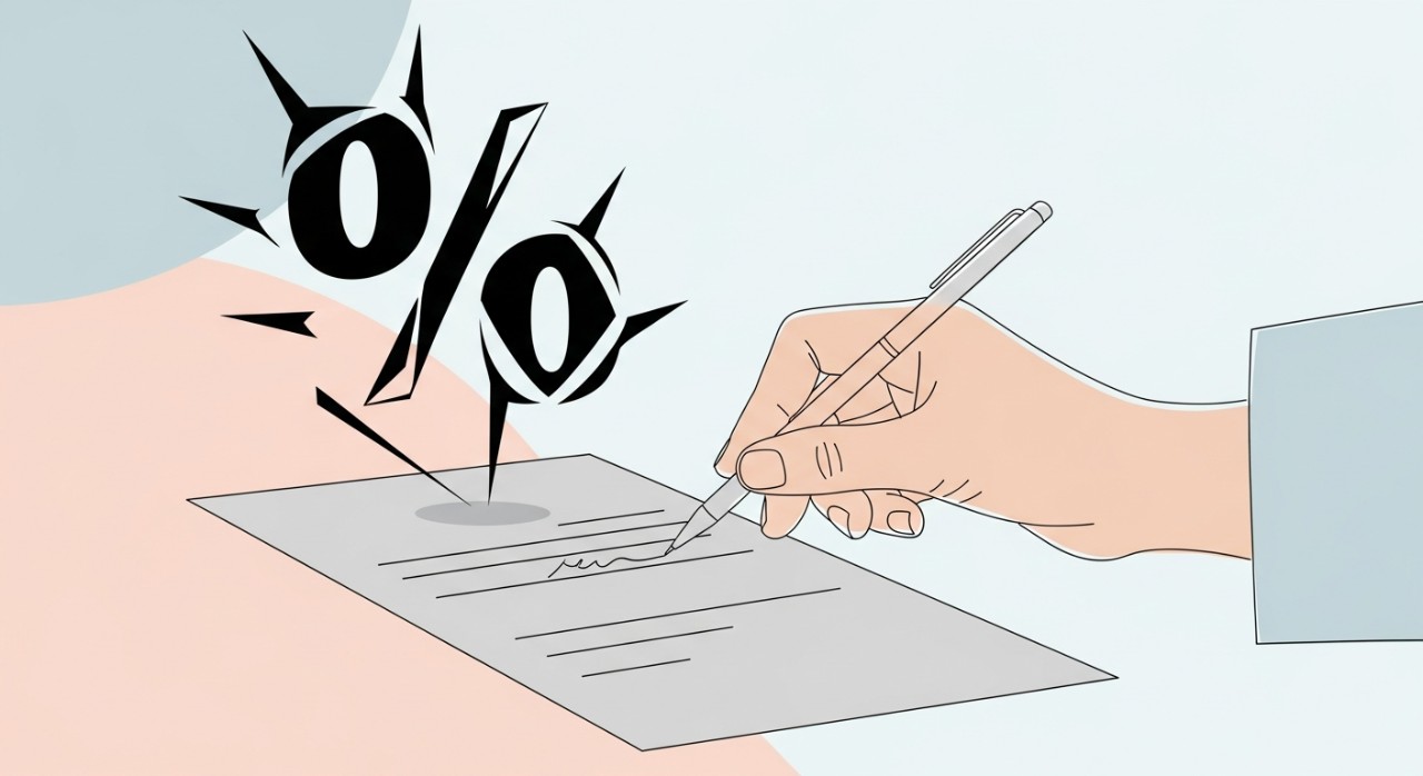 Membongkar Cara Pengiraan Pinjaman Ah Long Paling Kejam 1 Tangan sedang bersedia menandatangani perjanjian pinjaman dengan kadar faedah yang membebankan.