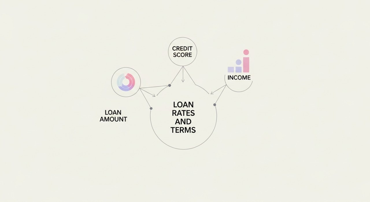 Sebuah papan tanda menunjukkan faktor-faktor utama yang mempengaruhi perbezaan kadar pinjaman.