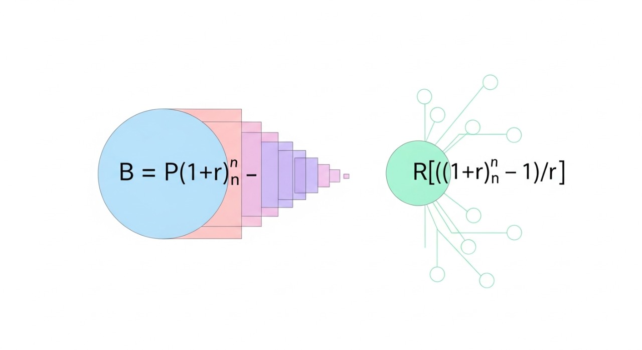Formula dan Cara Pengiraan Baki Pinjaman Peribadi 1 Paparan visual formula matematik untuk mengira jumlah baki pinjaman yang masih perlu dibayar.