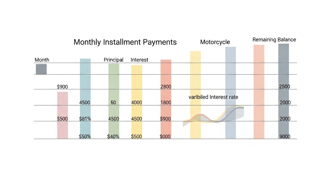 jadual pinjaman kenderaan faedah berubah untuk motosikal