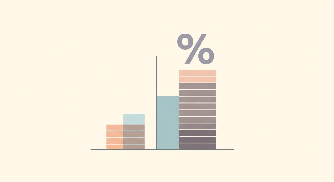 Grafik yang menunjukkan perbandingan baki pinjaman yang dipengaruhi oleh kadar faedah yang berbeza.