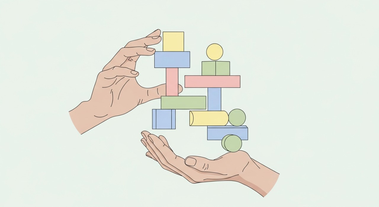 Menggali Kelebihan Pinjaman Kadar Terapung 2026 Pilihan Bijak Kewangan 1 Tangan seseorang sedang menyusun blok-blok kewangan yang melambangkan fleksibiliti.