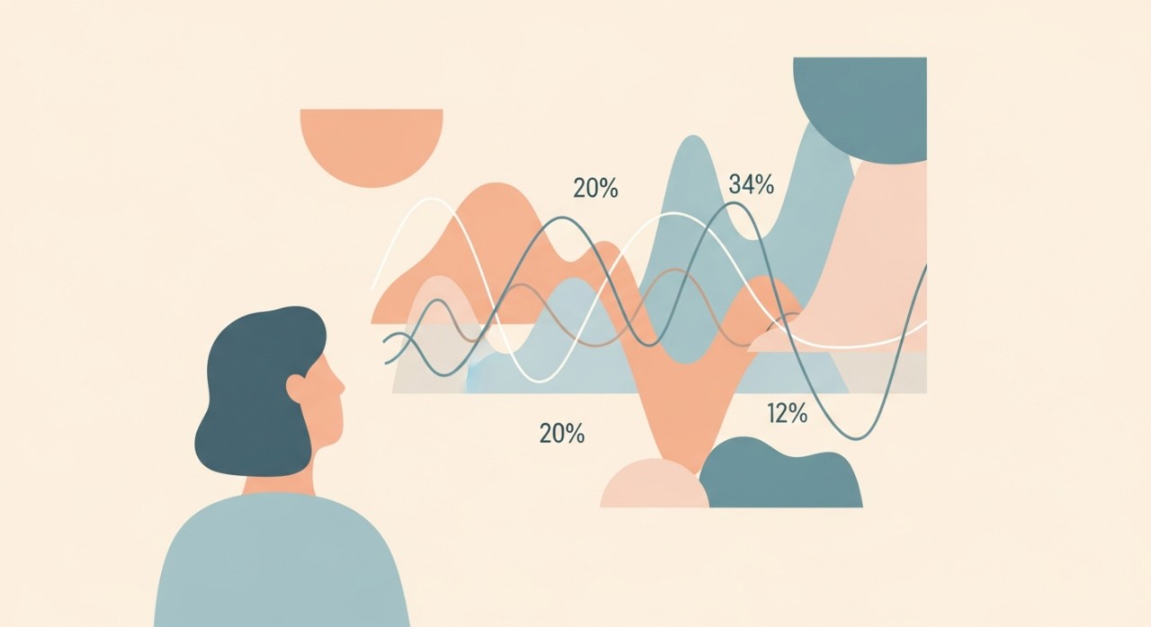 Seseorang sedang melihat graf atau carta yang menunjukkan perubahan kadar faedah pinjaman rumah.