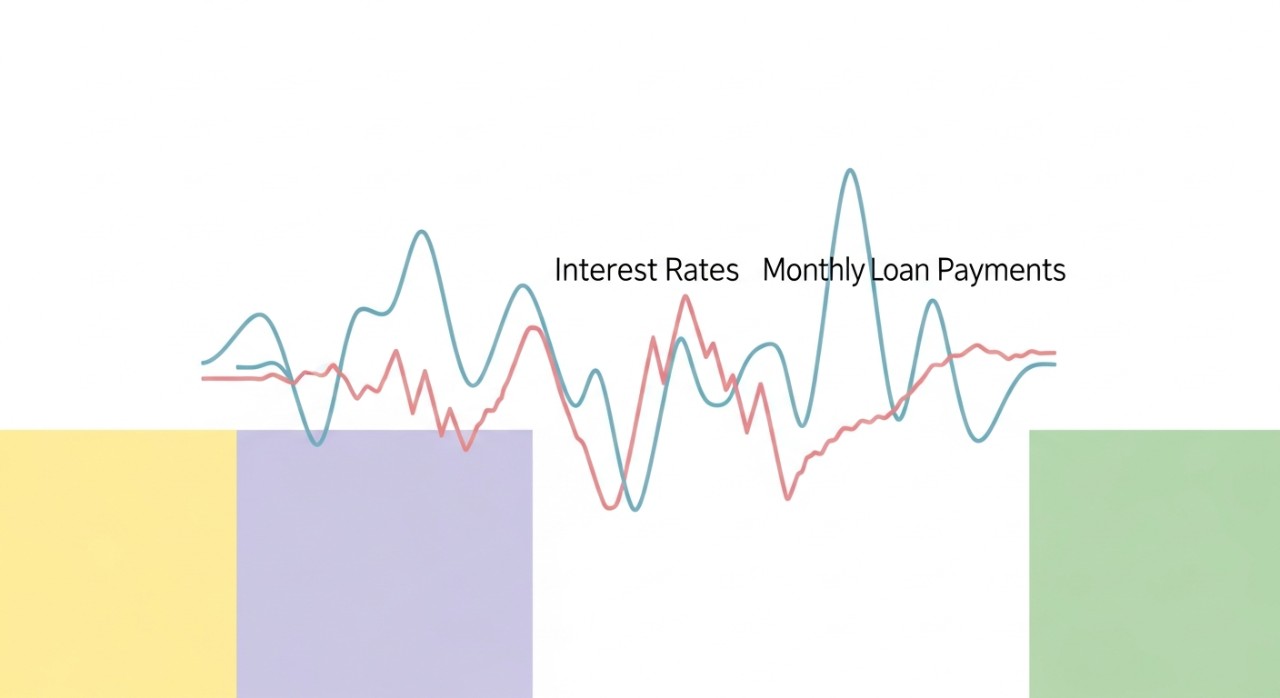 Graf menunjukkan perubahan kadar faedah dan kesannya terhadap bayaran bulanan pinjaman.
