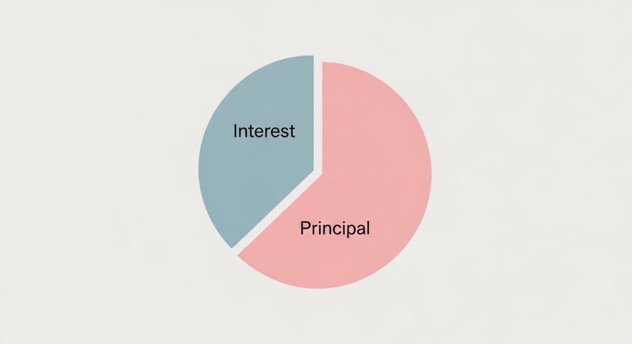 Cara Pengiraan Bayaran Bulanan Syarikat Pinjaman Berlesen 1 Carta pai menunjukkan pecahan bayaran ansuran bulanan antara prinsipal dan faedah pinjaman.