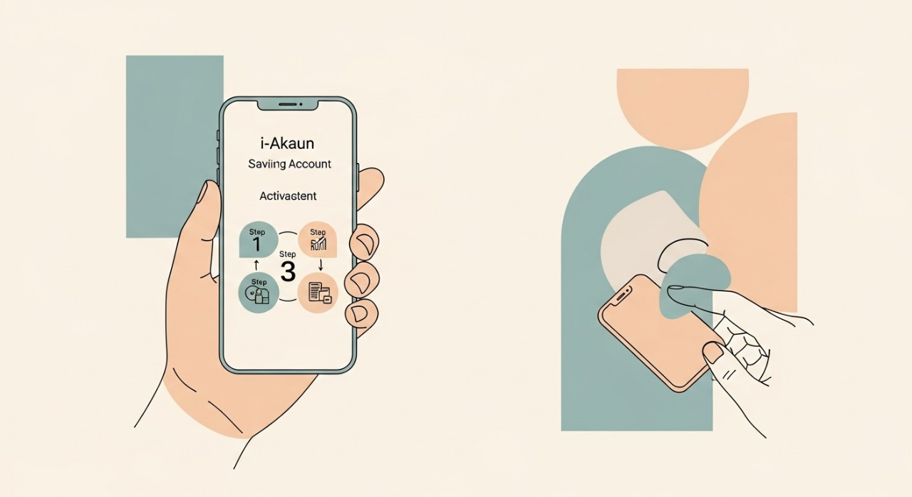 Panduan Lengkap Cara Aktifkan i Akaun KWSP dalam 5 Minit 1 Paparan skrin telefon bimbit menunjukkan senarai langkah-langkah ringkas untuk pengaktifan i-Akaun KWSP.