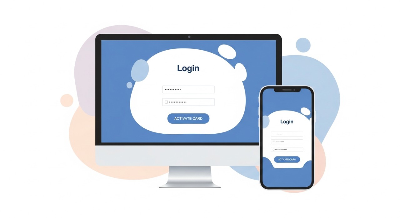 Cara Aktifkan Kad Kredit Bank Rakyat dengan Pantas 1 Skrin komputer dan telefon memaparkan proses pengaktifan kad melalui portal perbankan internet.