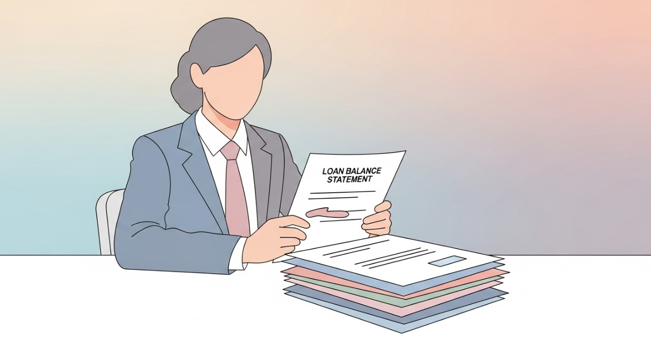 Format Rasmi Penyata Baki Pinjaman Bank Wajib Tahu 1 Seorang profesional sedang meneliti cetakan penyata baki pinjaman di atas meja pejabatnya.
