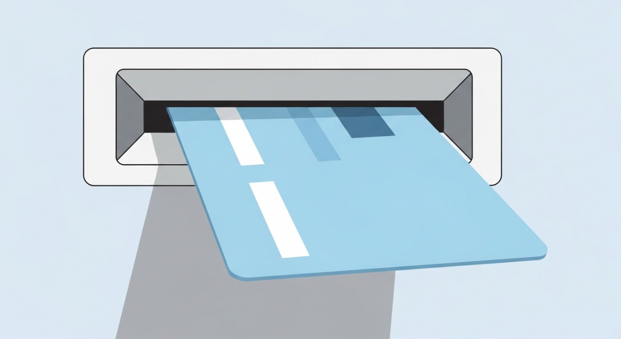 Kad ATM Bank Islam sedang dimasukkan ke dalam slot kad pada mesin juruwang automatik.