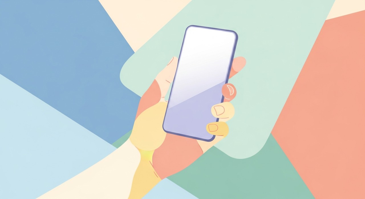 Tangan sedang memegang telefon pintar untuk melakukan pembayaran atau semakan kewangan.