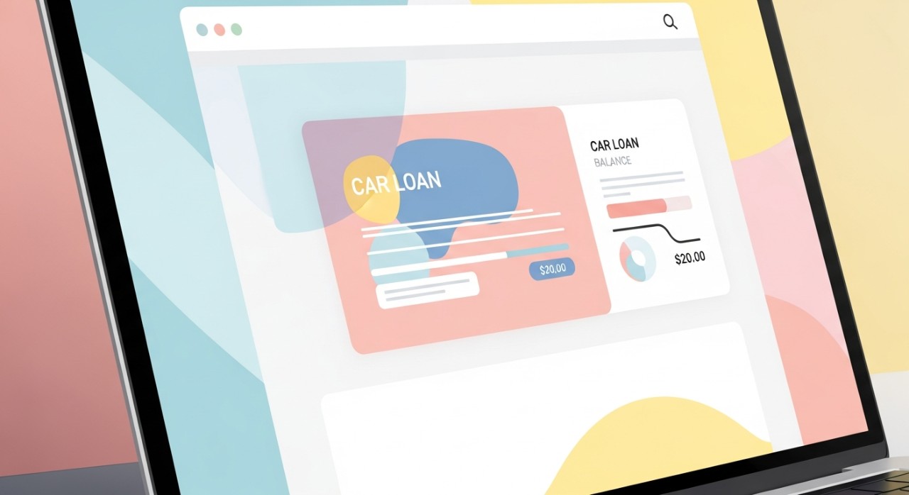 Cara Semak Baki Pinjaman Kereta Maybank Terkini 1 Paparan skrin komputer riba yang menunjukkan laman web perbankan dengan butiran pinjaman kereta.