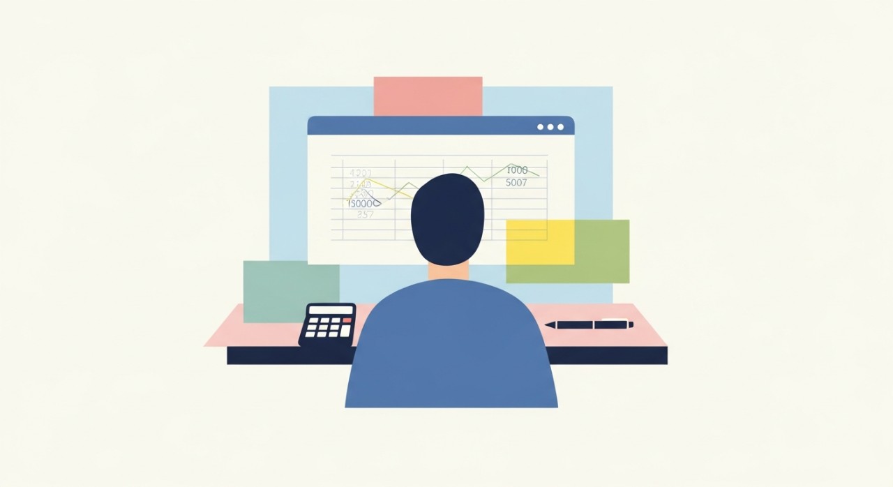 Memahami Jadual Pinjaman Ansuran Bulanan Terkini 2026 1 Seseorang sedang meneliti dokumen kewangan atau spreadsheet yang berkaitan dengan pembayaran pinjaman.