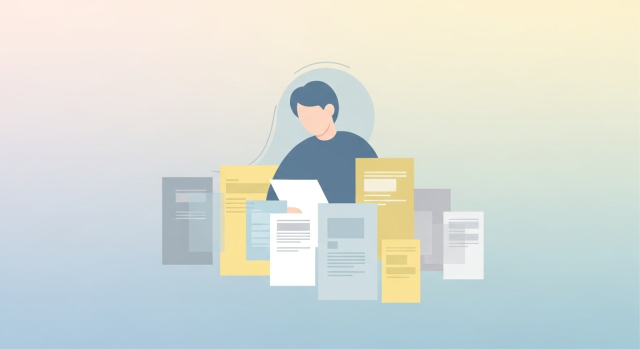 Seseorang sedang meneliti dokumen pinjaman kadar tetap dengan teliti.