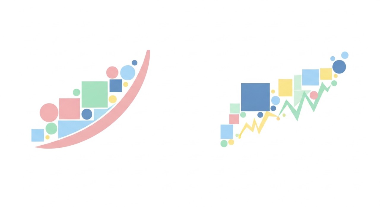 Dua jadual pembayaran pinjaman yang berbeza diletakkan bersebelahan.