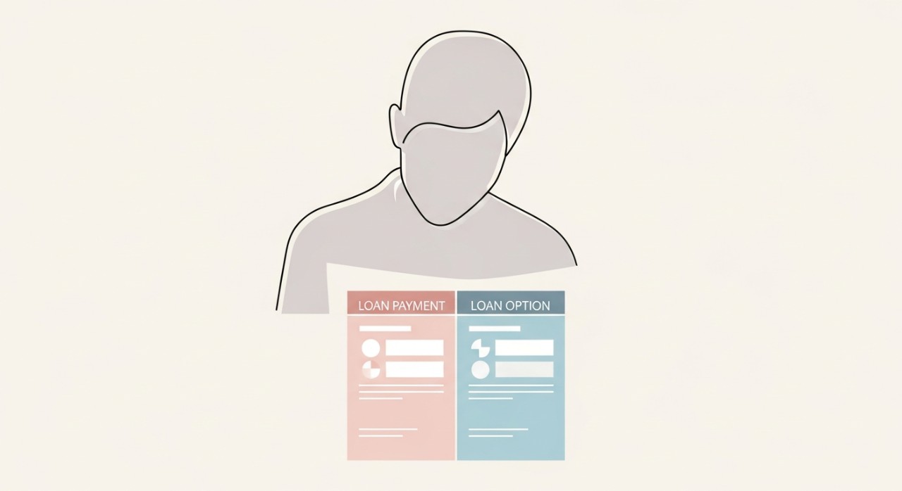 Perbezaan Bayaran Pinjaman Tetap dan Terapung 2026 1 Seseorang sedang meneliti dokumen dengan dua pilihan pembayaran pinjaman yang berbeza.