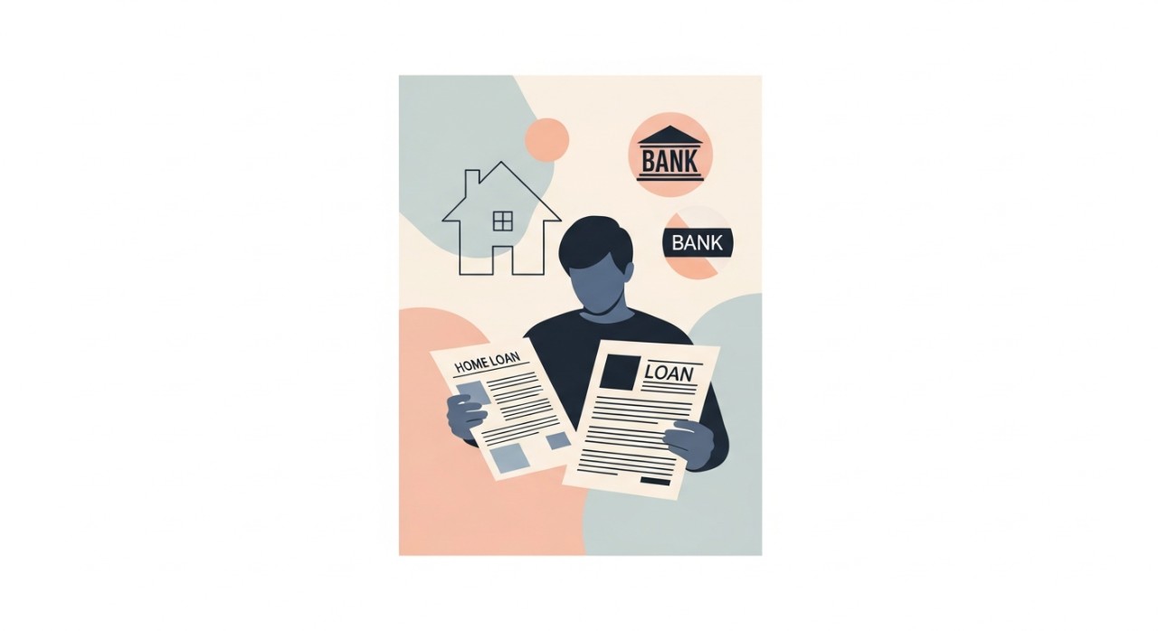 Membandingkan Jadual Pinjaman Rumah Berbeza Bank 2026 1 Seseorang sedang meneliti dokumen pinjaman rumah dan membuat keputusan kewangan.