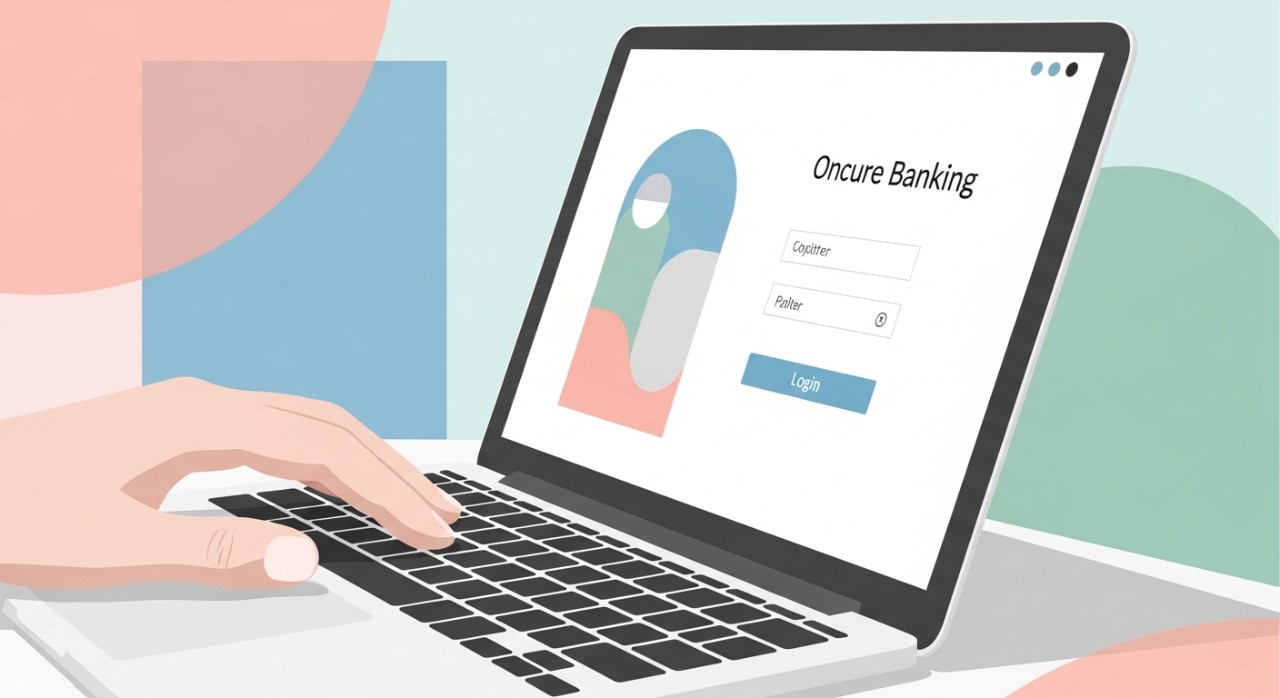 Cara Paling Mudah Semak Baki Akaun Pinjaman Peribadi 2026 1 Jari menekan butang log masuk pada skrin komputer riba untuk mengakses laman perbankan.