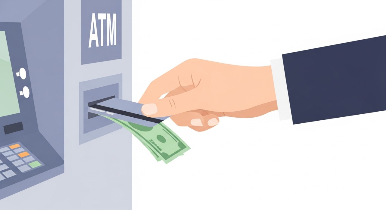 Cara Keluar Duit Guna Kad Kredit: Prosedur & Kos 1 Seseorang sedang mengeluarkan wang tunai menggunakan kad di mesin ATM.