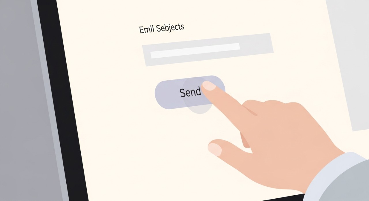 Panduan Cara Dapatkan Baki Penyelesaian Melalui Emel 2026 1 Tangan sedang menekan butang 'hantar' pada aplikasi emel di skrin komputer.