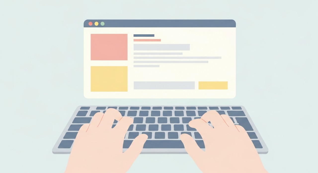 Tangan seseorang sedang menaip mesej emel di atas papan kekunci komputer untuk membuat pertanyaan rasmi.