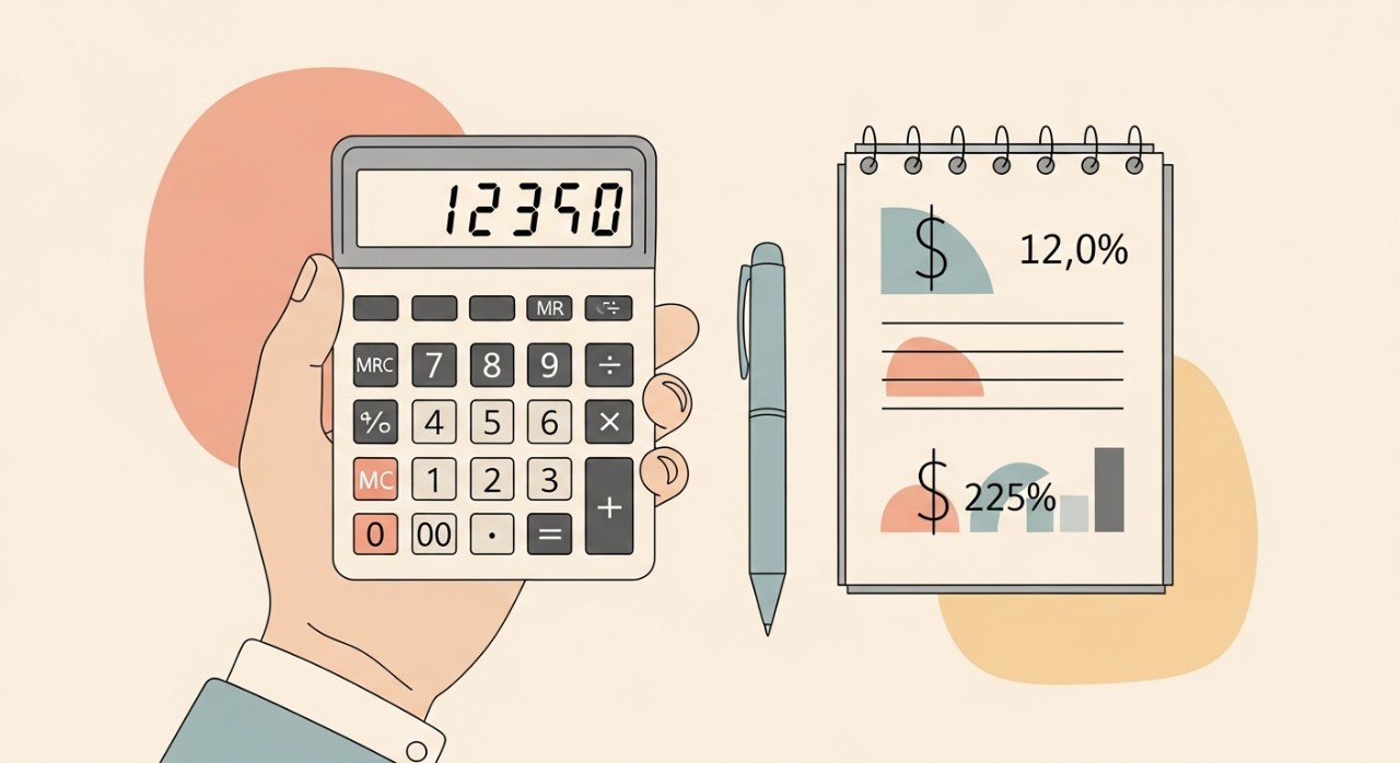 Seseorang sedang menggunakan kalkulator untuk mengira bayaran ansuran.