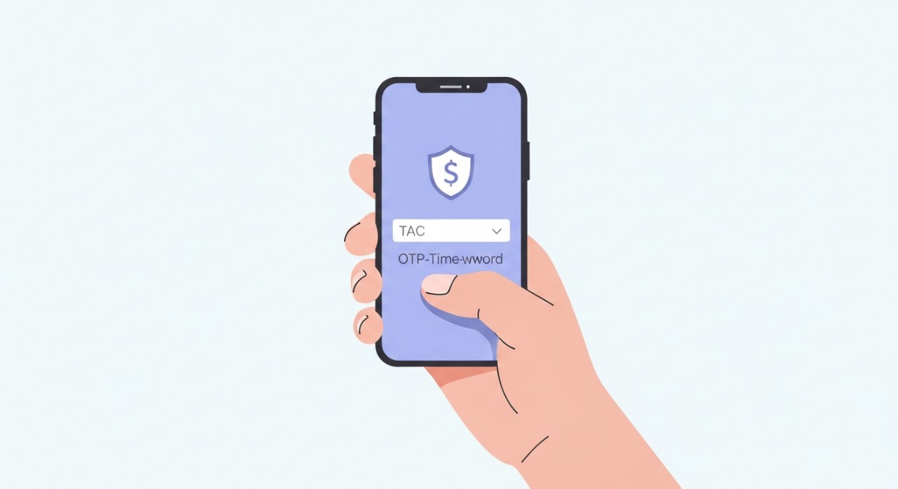 Jari menaip kod pengesahan pada skrin telefon pintar untuk menukar had transaksi.