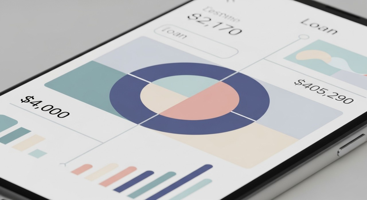 Panduan Mudah Semak Baki Pinjaman Melalui Aplikasi 2026 1 Skrin telefon pintar memaparkan antara muka aplikasi kewangan dengan butiran pinjaman.
